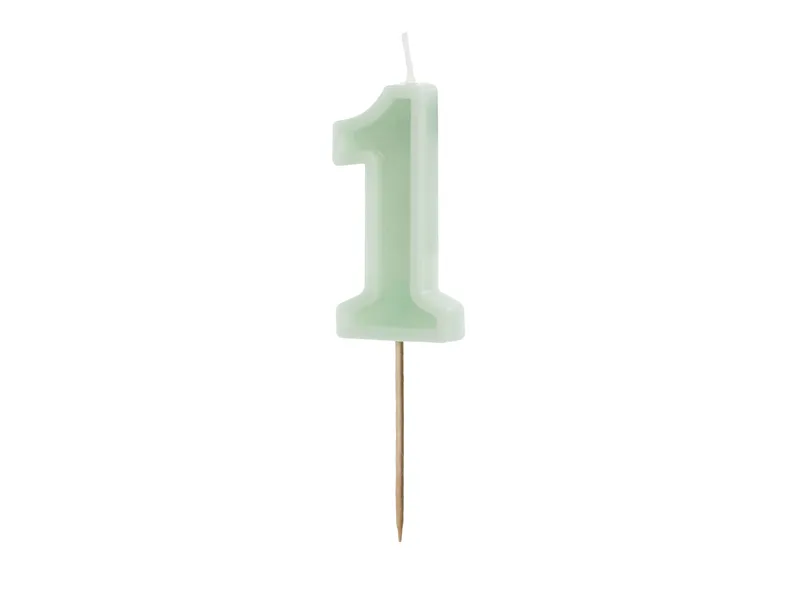Verjaardagskaars Cijfer 1 Lichtgroen (6cm)