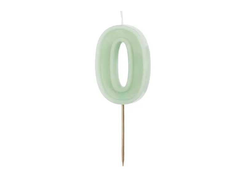 Verjaardagskaars Cijfer 0 Lichtgroen (6cm)
