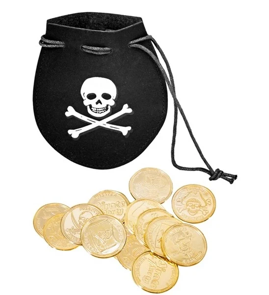 Piratentasje met 12 gouden munten kostuum Yara