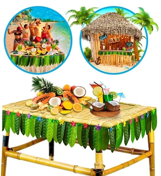 Tafelrandversiering tropical met bananenblad 275cm