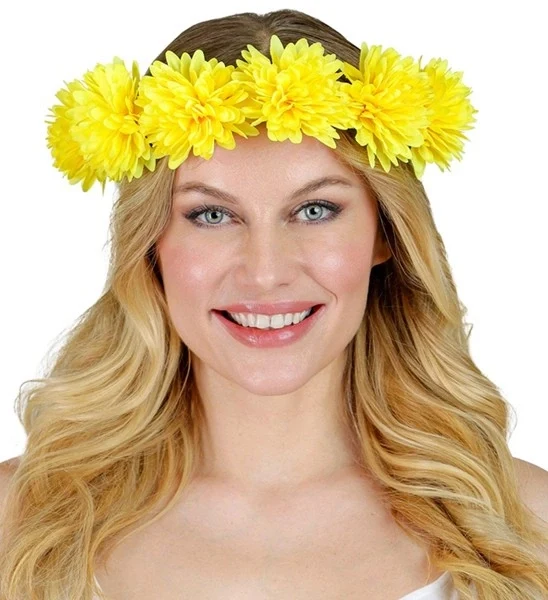Hoofdband bloemen geel Luuk