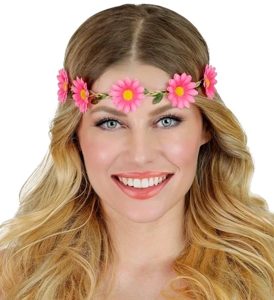 Hoofdband bloemen roze Noah