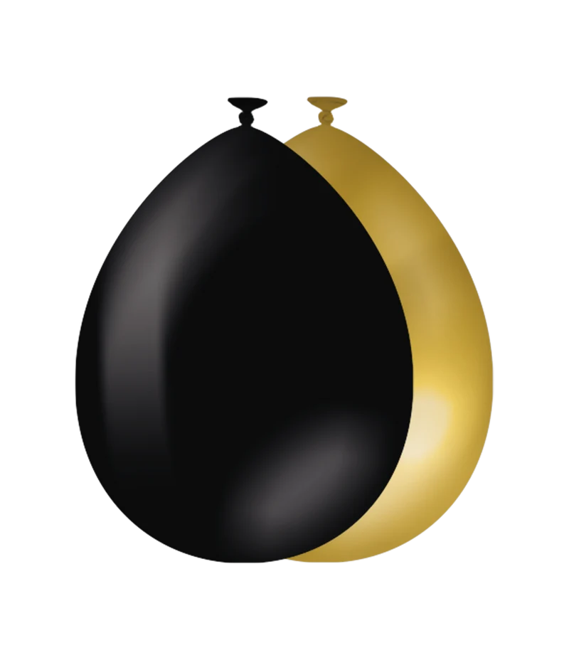 Classy Ballonnen set Goud/Zwart (10st)