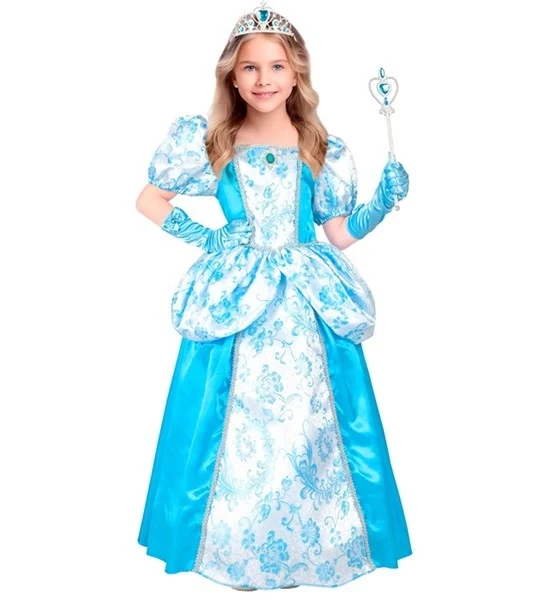 Prinses blauw kostuum Emma kinderen