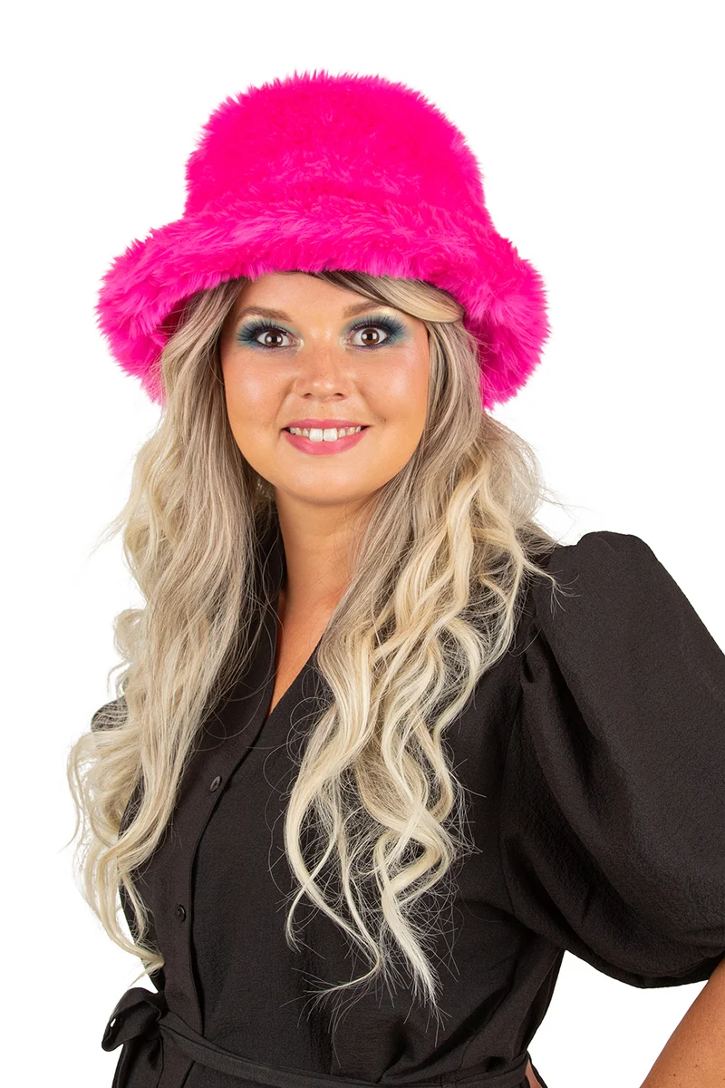 Pluche vissershoed roze