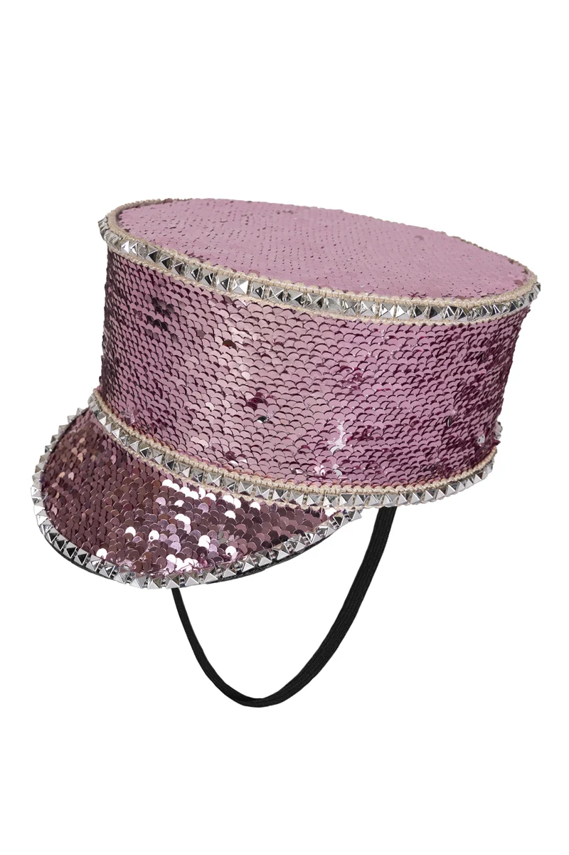 Kolbak fanfare hoed Pailletten roze