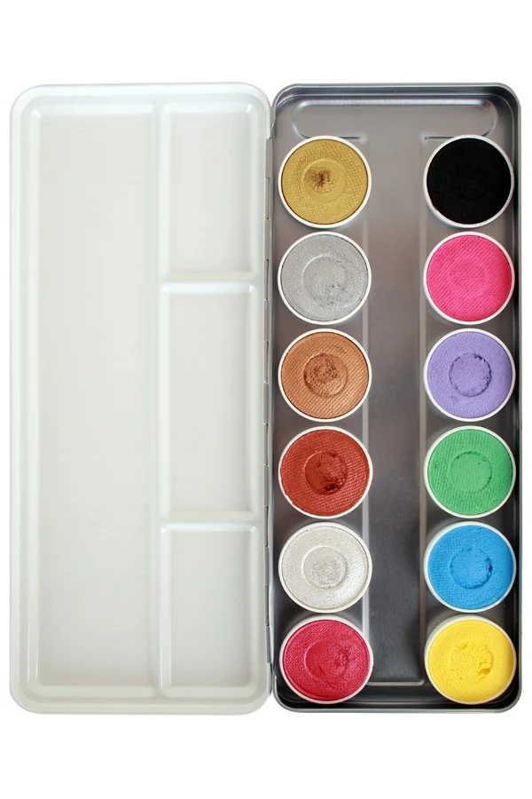 Face & Bodypaint Palet Shimmer & Pastel Aqua 12 kleuren (12x5gr)