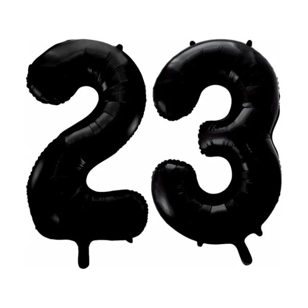 Folieballon 23 jaar zwart 86cm