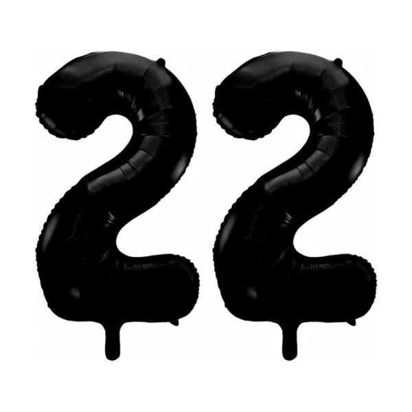 Folieballon 22 jaar zwart 86cm