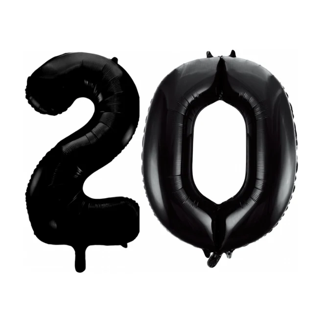 Folieballon 20 jaar zwart 86cm