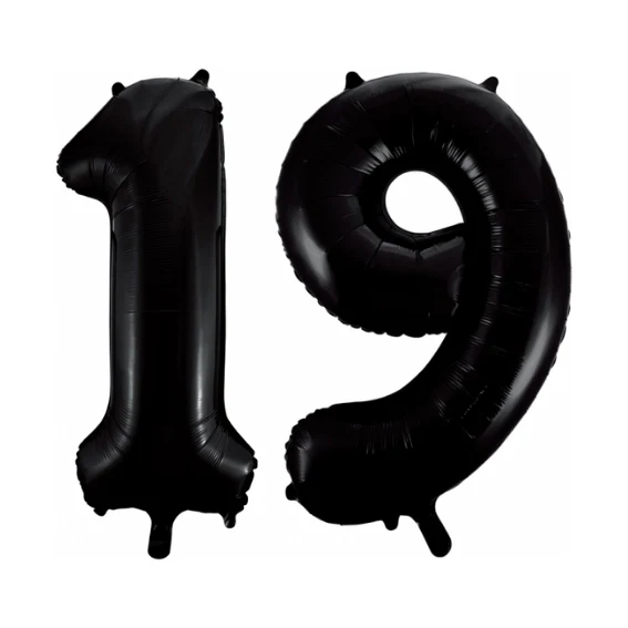 Folieballon 19 jaar zwart 86cm