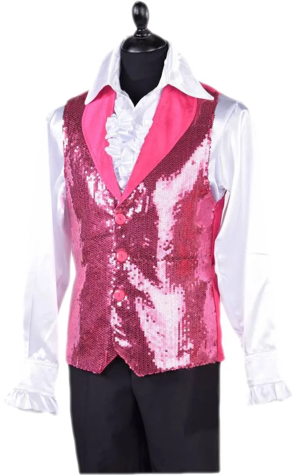 Toppers Pailletten Gilet Roze Heren