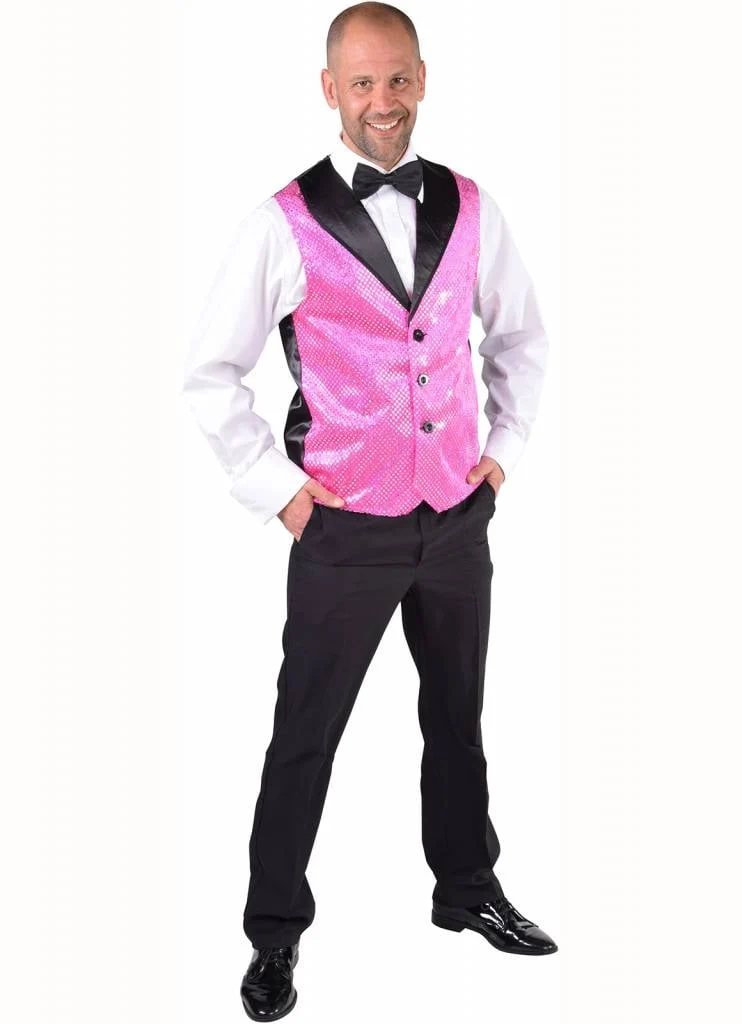 Roze Gilet pailletten heren