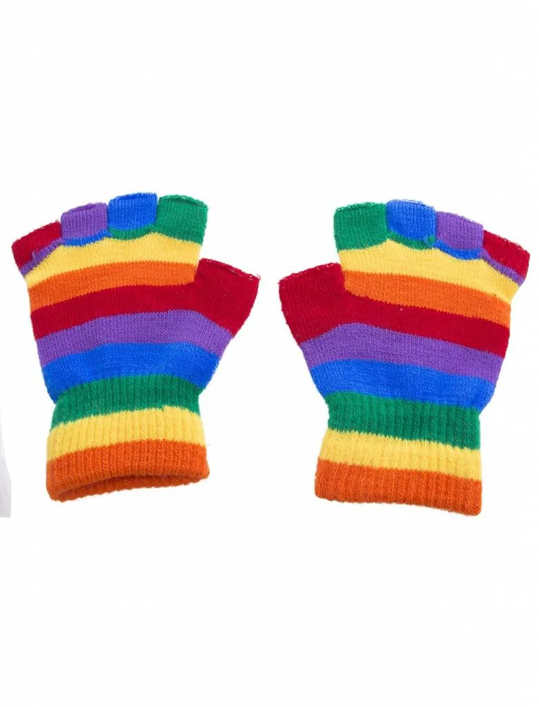 Vingerloze regenboog handschoenen