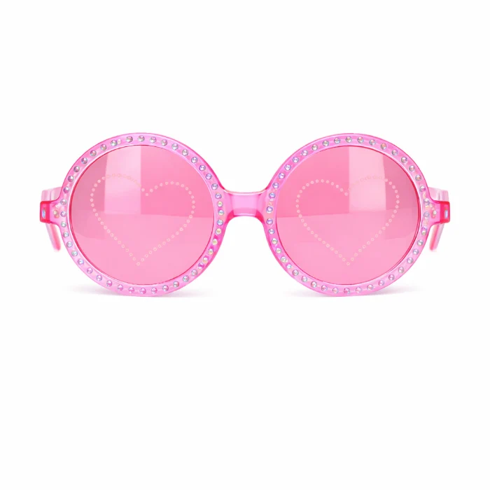 Partybril roze diamanten hartjes
