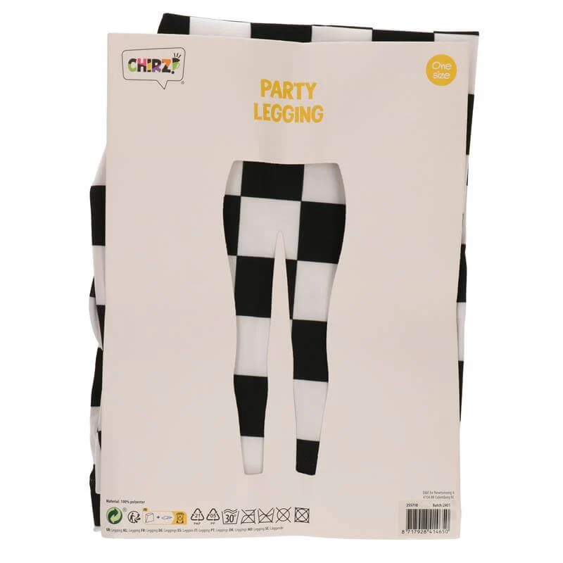 Party Legging zwart wit geblokt - one size
