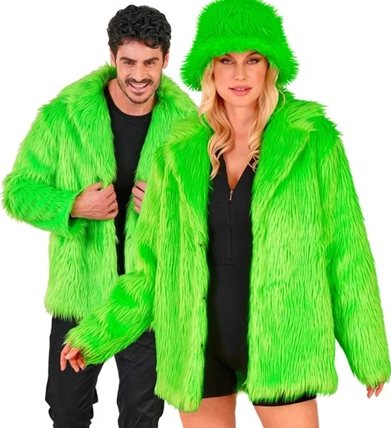 Bontjas pluche neon groen kostuum Olivia