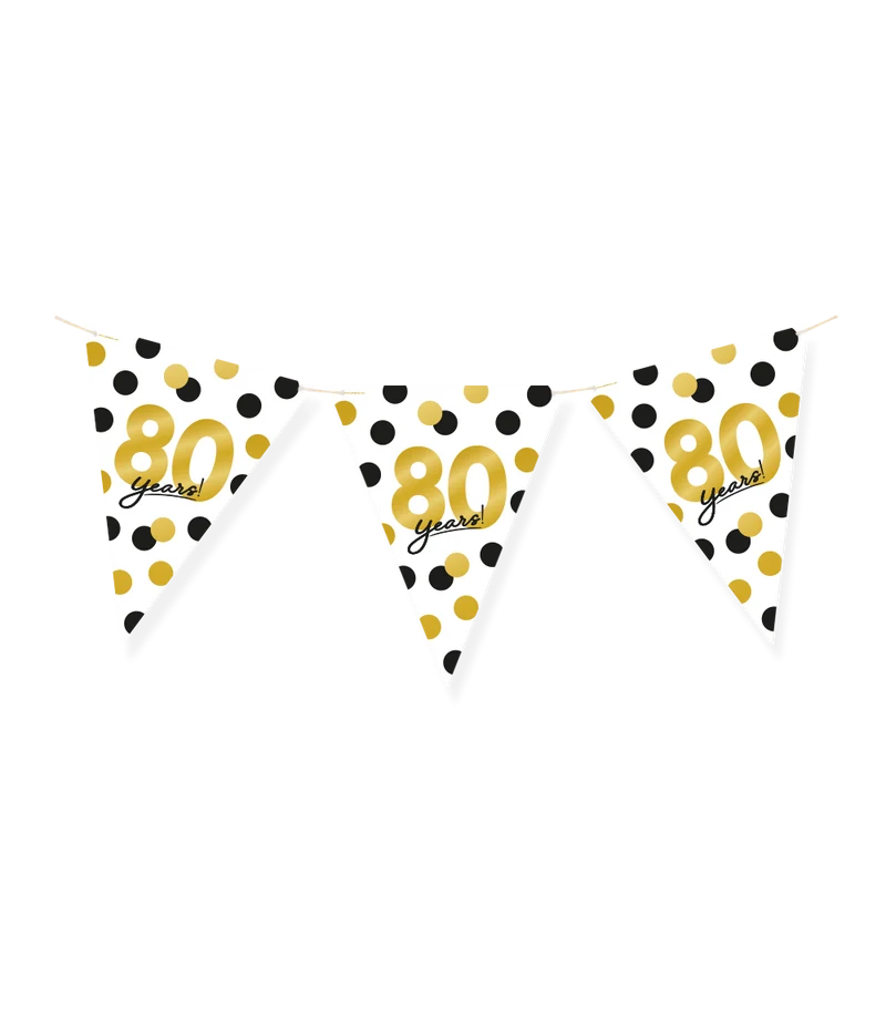Vlaggenlijn Celebration 80 Jaar Wit/Goud/Zwart