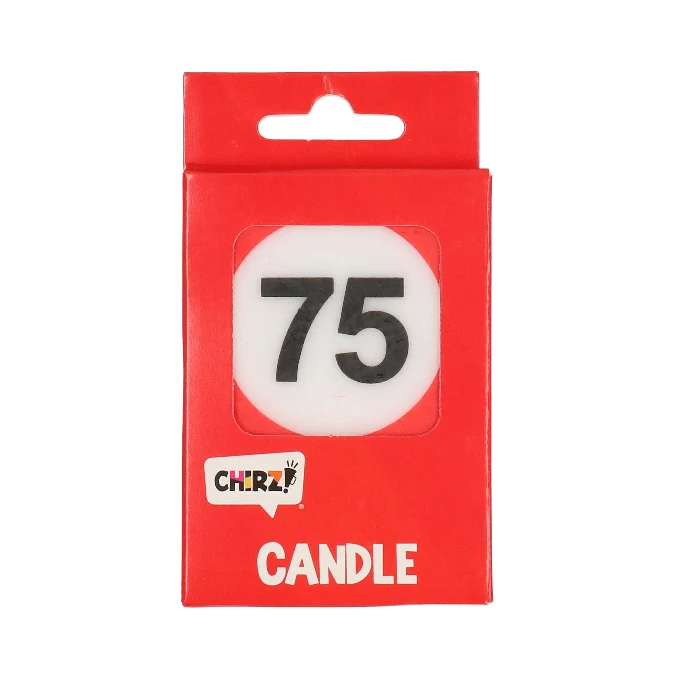 Taartkaarsje 75 rood/wit – 1 stuk