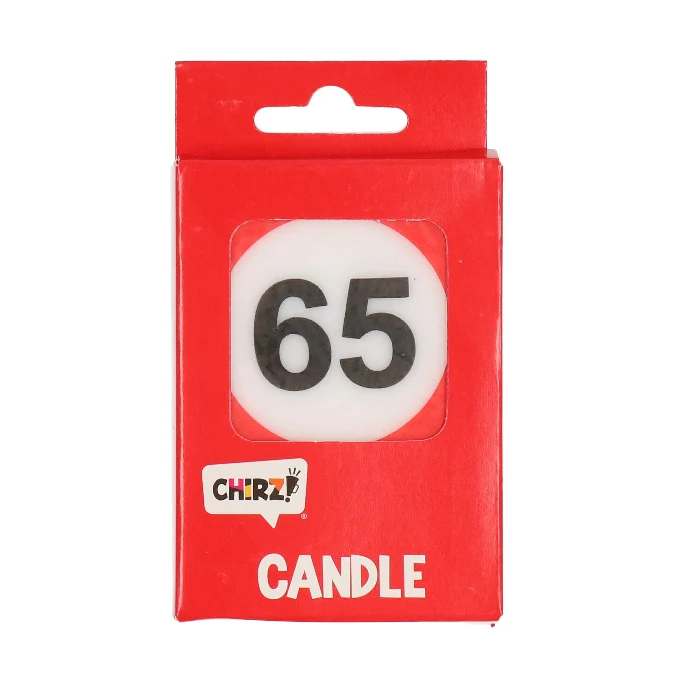 Taartkaarsje 65 rood/wit – 1 stuk