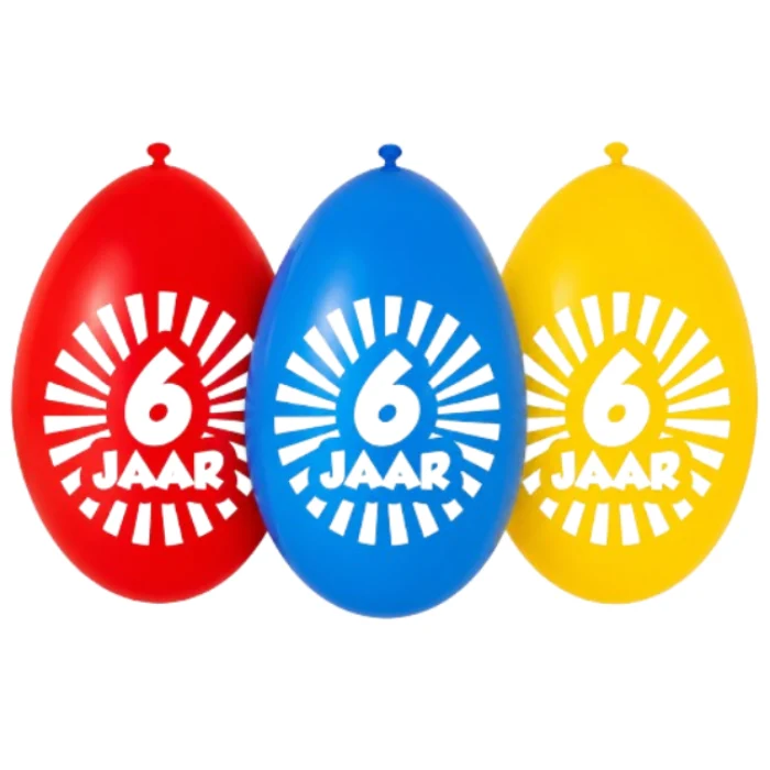 Ballonnen 6 jaar meerkleurig 30 cm - 10 stuks