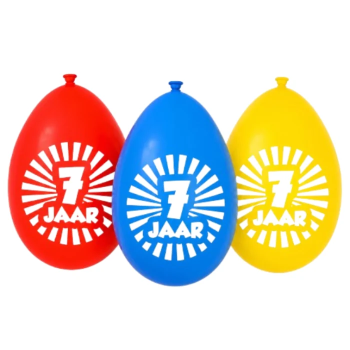 Ballonnen 7 jaar meerkleurige 30cm - 10 stuks