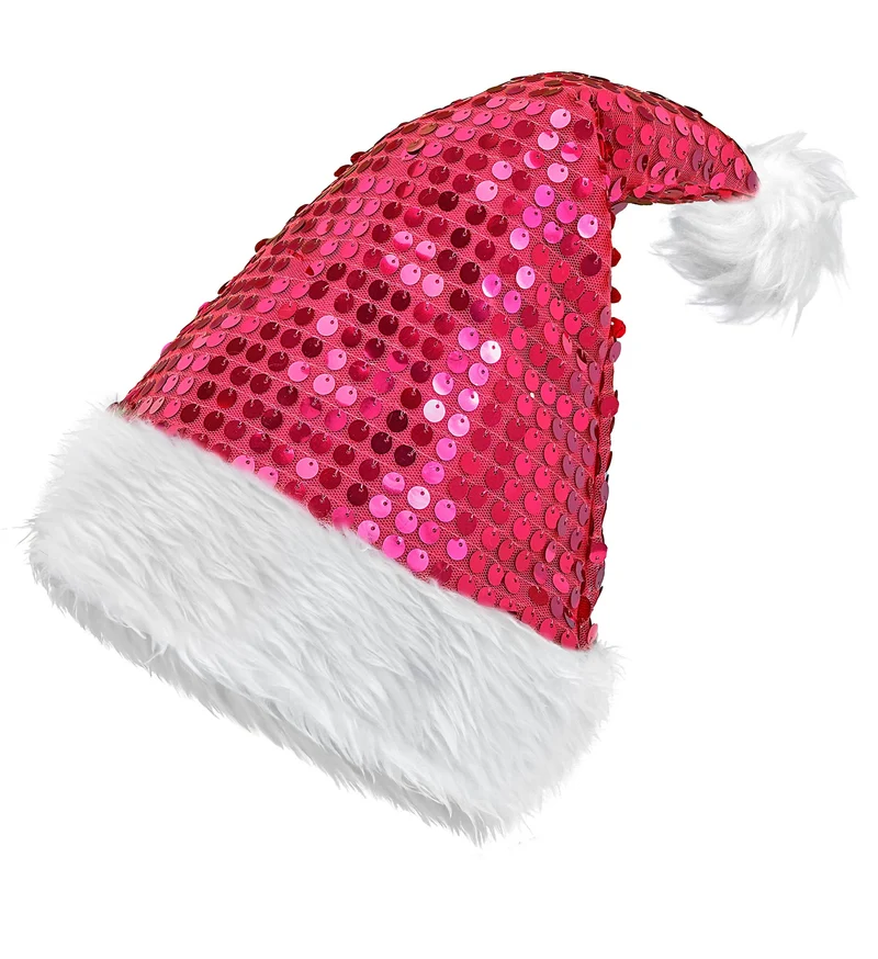 Kerstman muts pluche en pailletten roze Joep