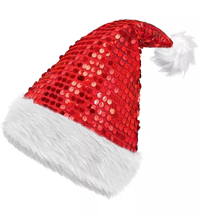 Kerstman muts pluche en pailletten rood Emma
