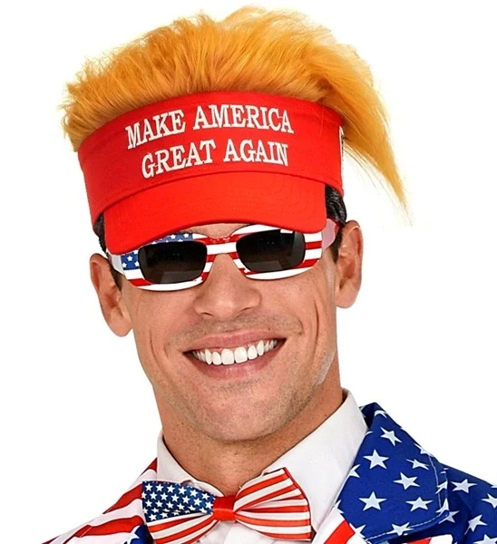 Zonneklep met pluche haar "make america great again" Teun