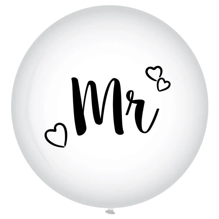 XL Ballon Mr. Bruiloft Wit - 90 cm
