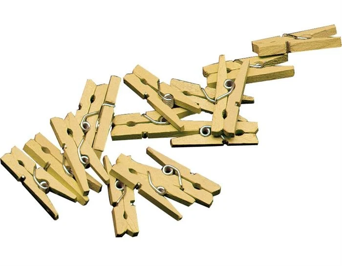 Miniknijpers Hout Goud - 20 Stuks