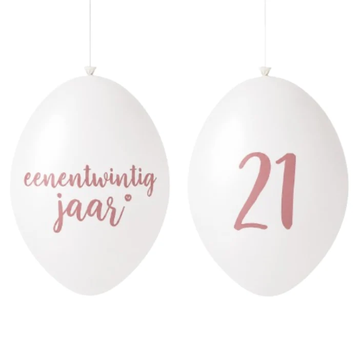Ballonnen 21 jaar roségoud 30 cm - 10 stuks