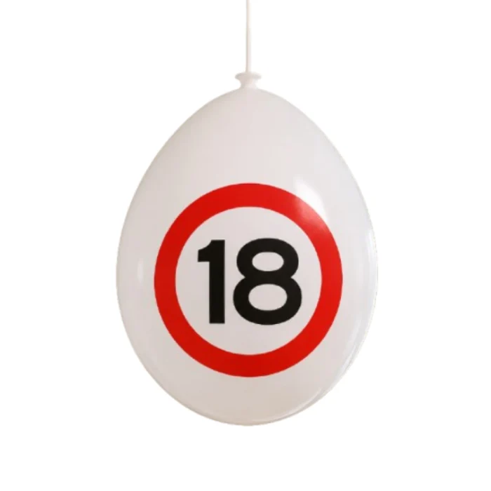 Ballonnen 18 jaar rood/wit 30 cm - 10 stuks