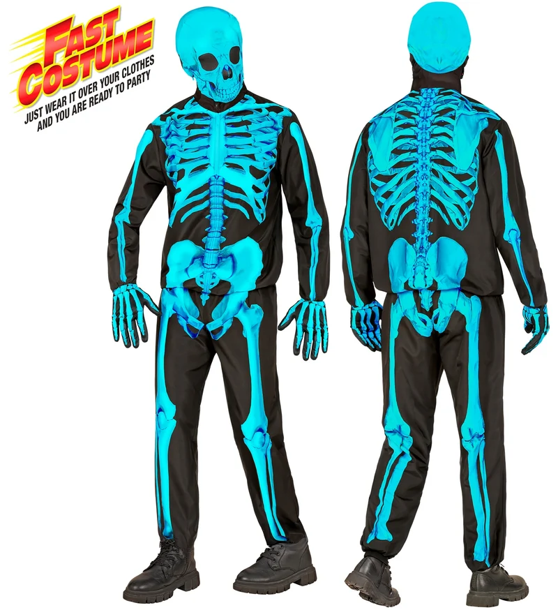 Neon skelet kostuum Fleur kind