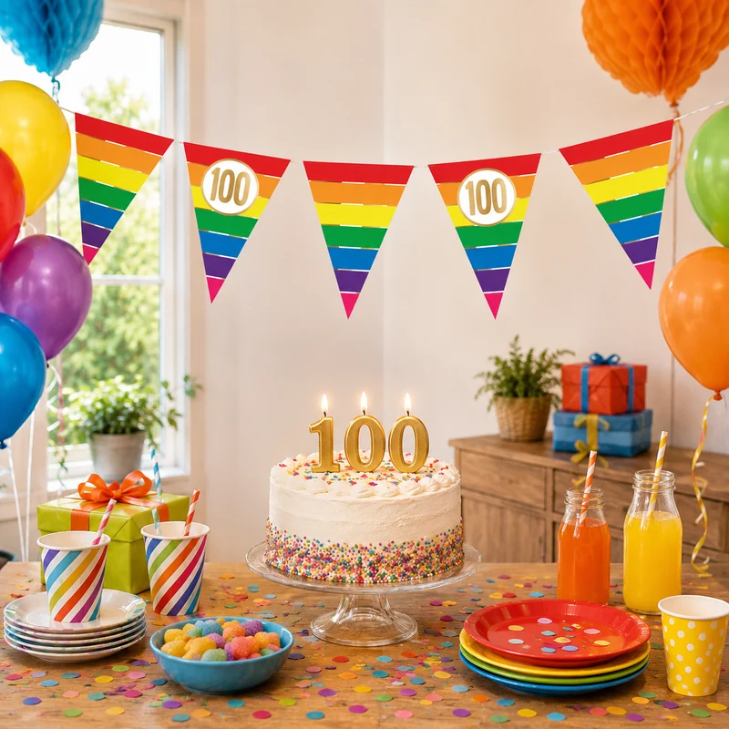 Vlaggenlijn regenboog goud 100 - 5m (15 vlaggen)