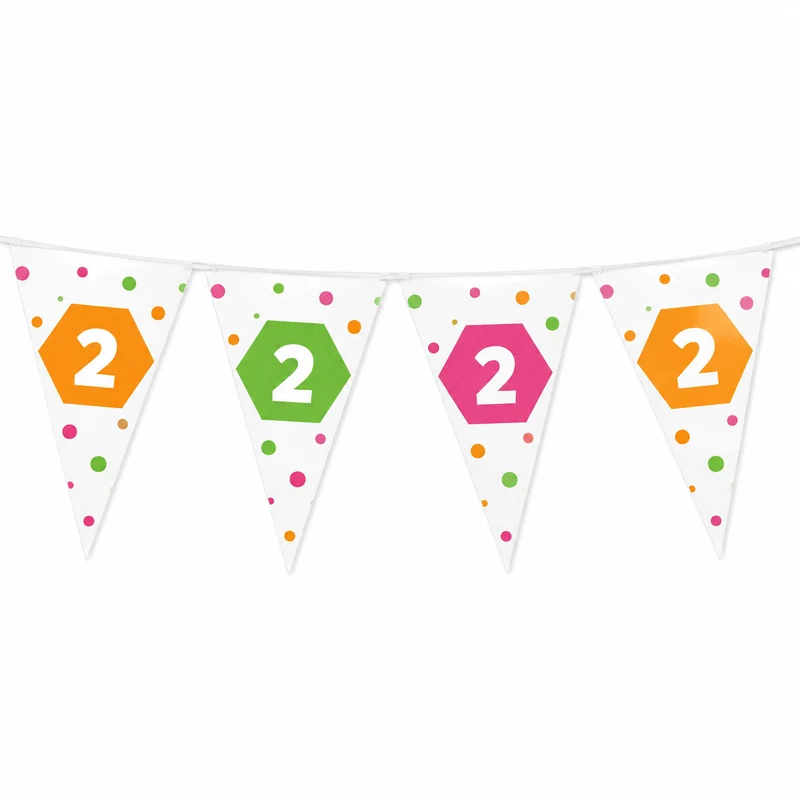 Vlaggenlijn neon 2 jaar - 4m (15 vlaggen)
