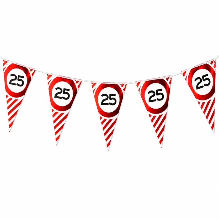 Vlaggenlijn 25 jaar rood/wit - 3m