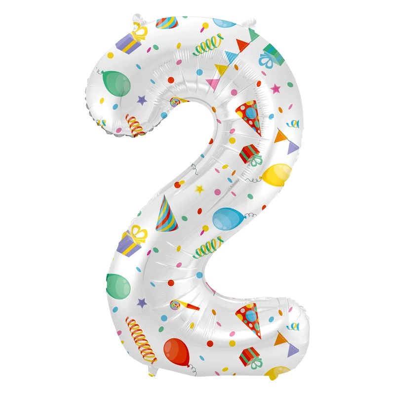 Folieballon Cijfer 2 Joyful Party - 86 cm
