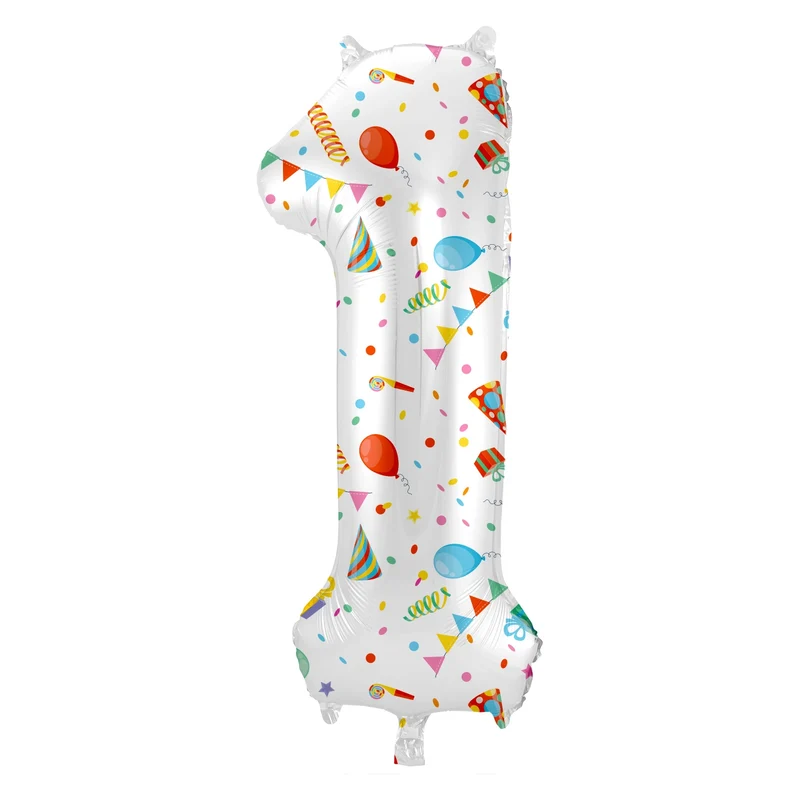 Folieballon Cijfer 1 Joyful Party - 86 cm