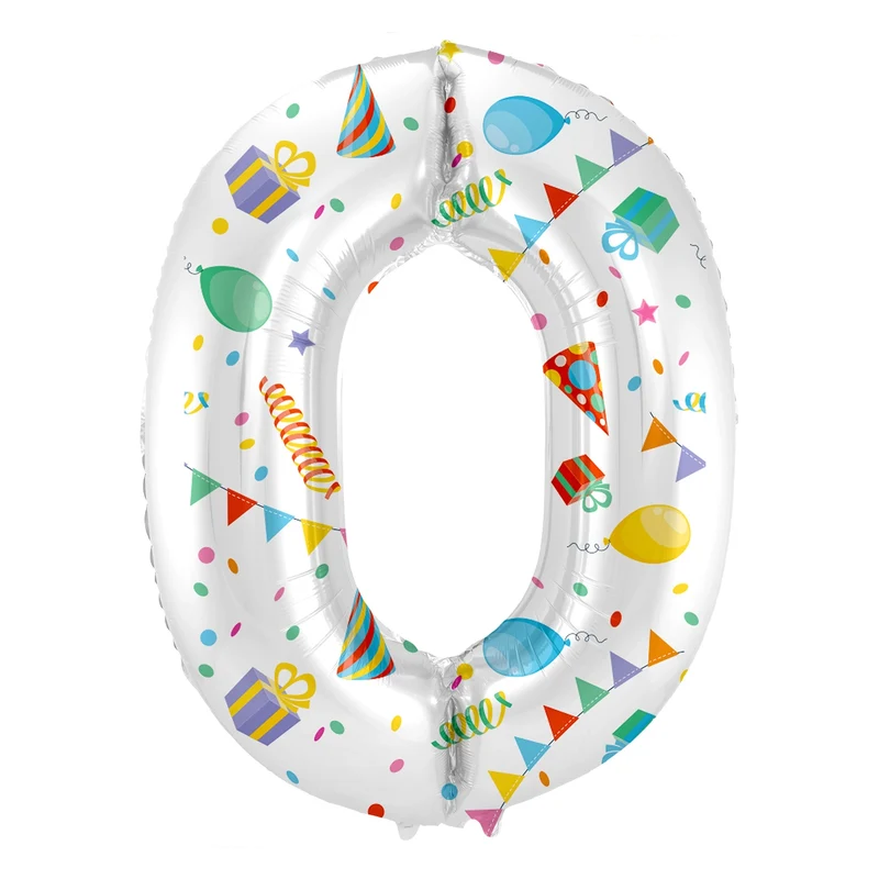Folieballon Cijfer 0 Joyful Party - 86 cm