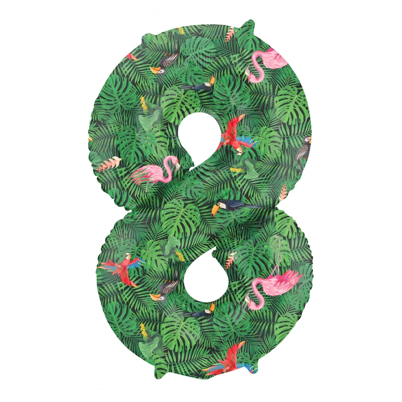 Folieballon Cijfer 8 Jungle Vibe - 86 cm