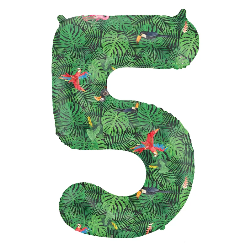 Folieballon Cijfer 5 Jungle Vibe - 86 cm