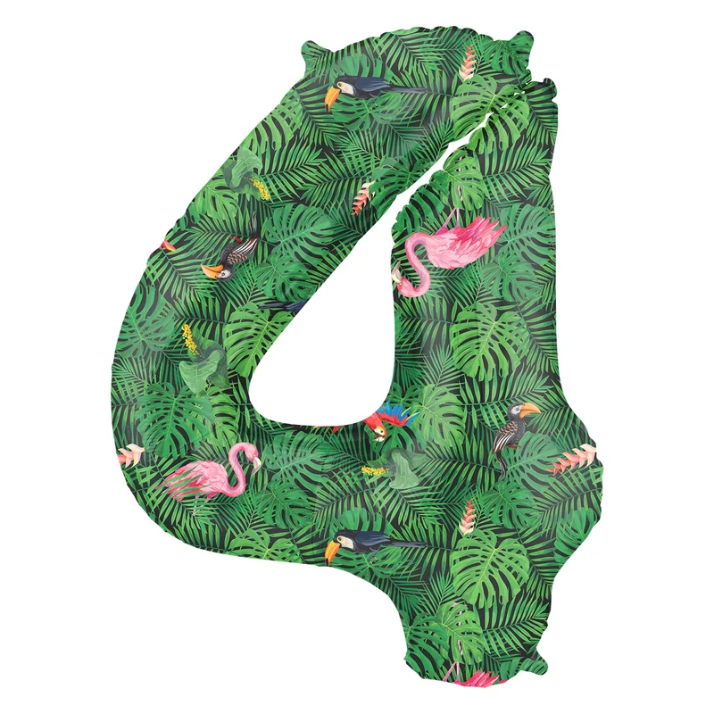 Folieballon Cijfer 4 Jungle Vibe - 86 cm