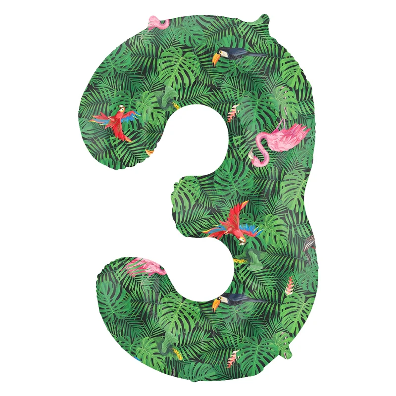 Folieballon Cijfer 3 Jungle Vibe - 86 cm