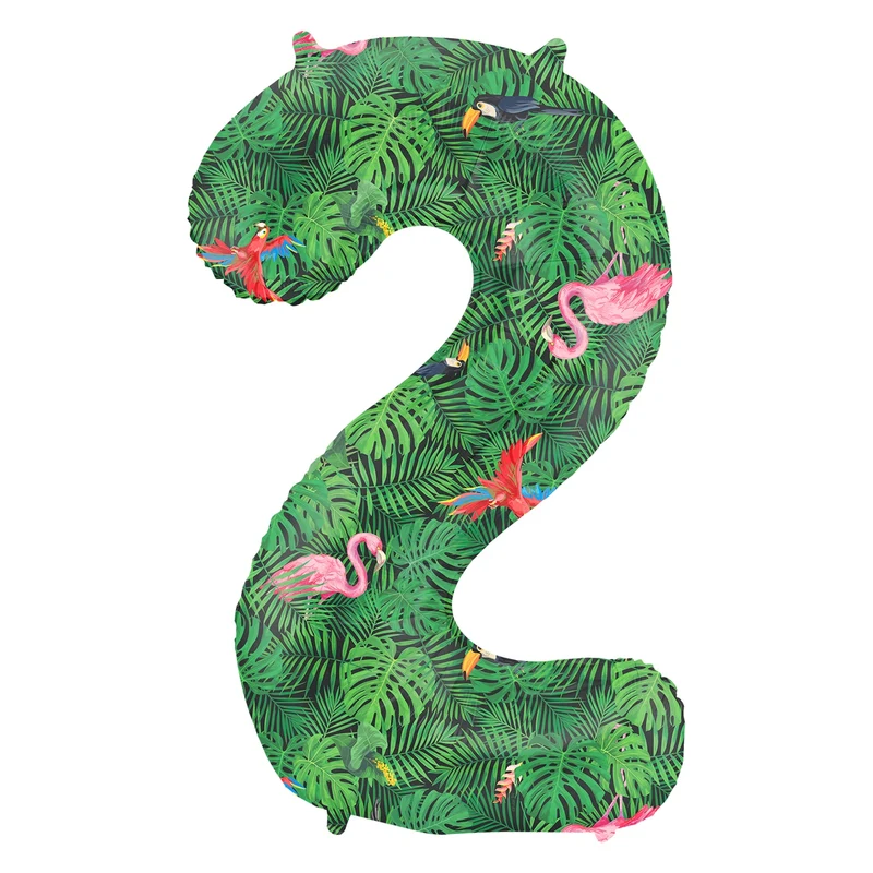 Folieballon Cijfer 2 Jungle Vibe - 86 cm