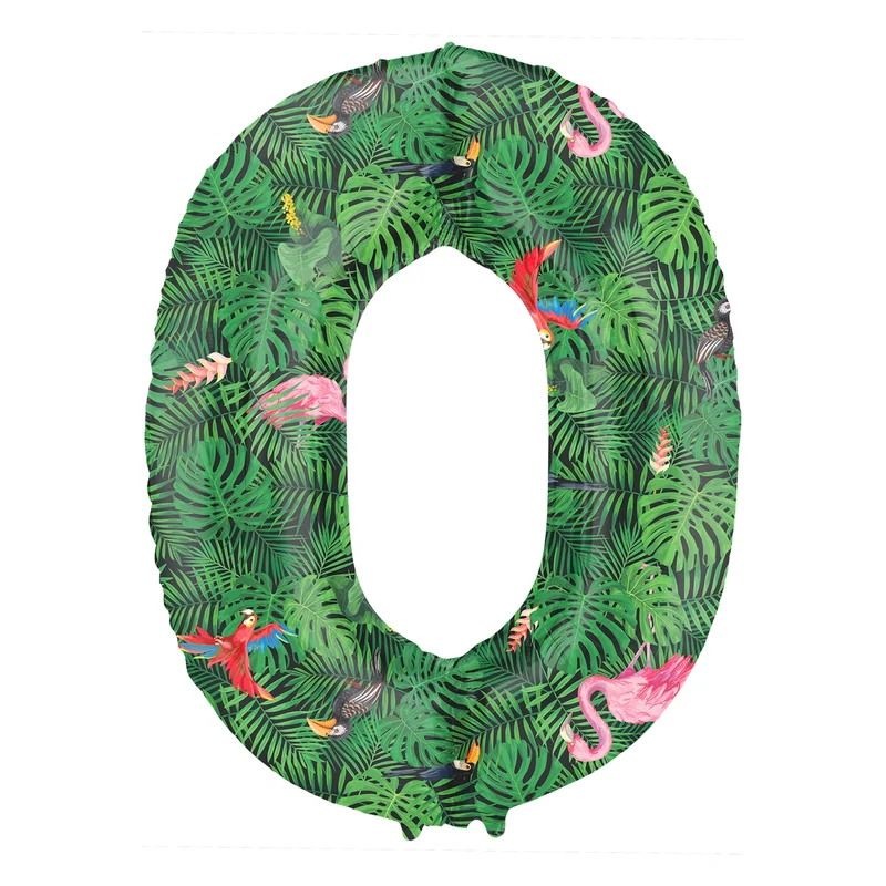 Folieballon Cijfer 0 Jungle Vibe - 86 cm