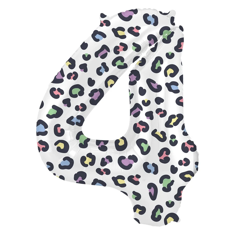 Folieballon Cijfer 4 Bright Panther - 86 cm