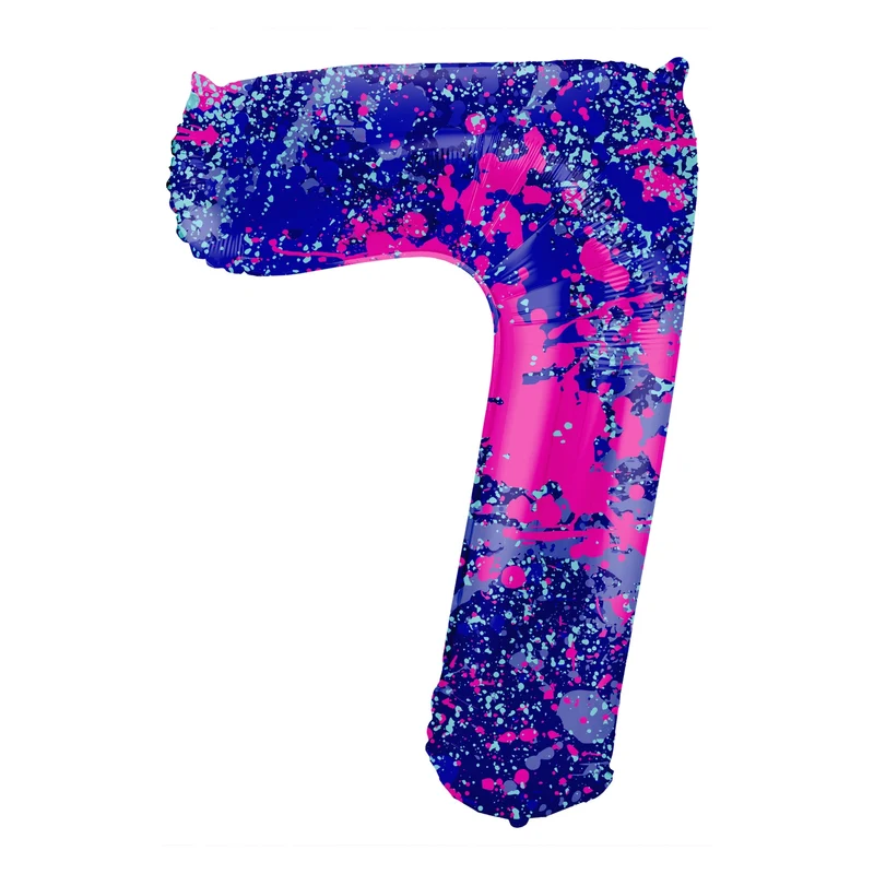 Folieballon Cijfer 7 Paint Splash - 86 cm
