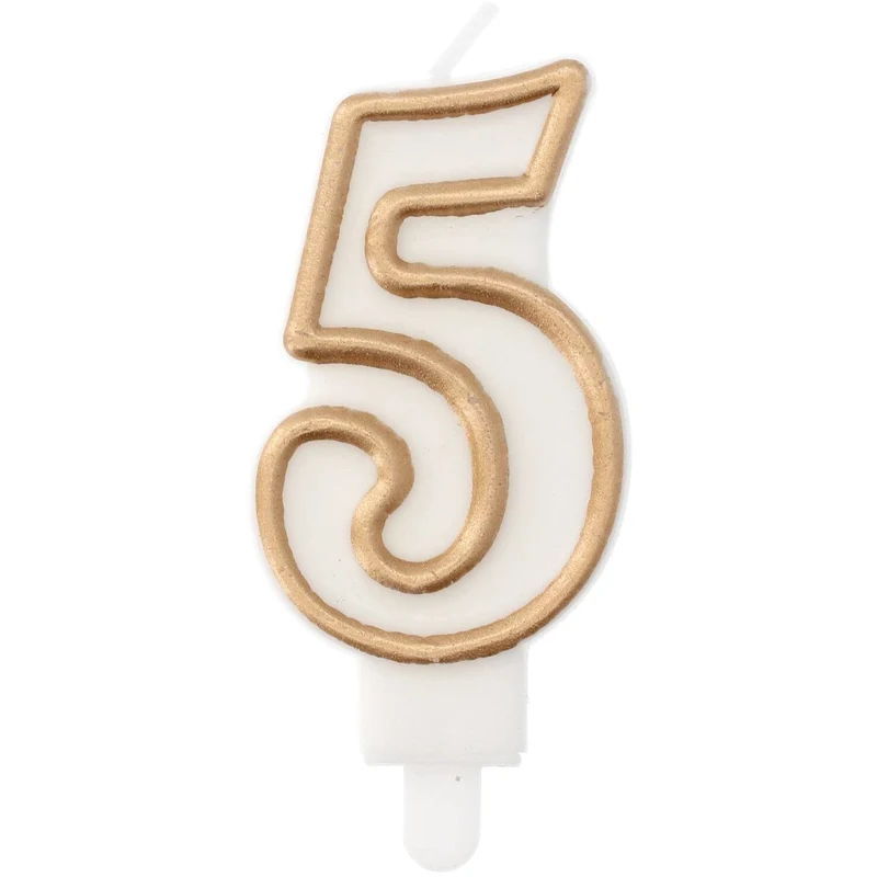 Cijferkaars '5' Wit Goud Chique (9cm)