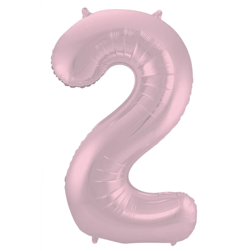 Folieballon Pastel Roze Metallic Mat Cijfer 2 - 86 cm